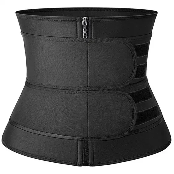 Dual Compression Belts Neoprene Waist Trainer Corset Cincher YKK Zipper Closure - Picture 2 of 10